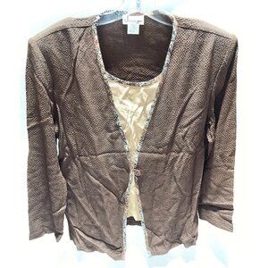 Justin B Jones Women's Brown Long Sleeve Blouse Size Petite Small S